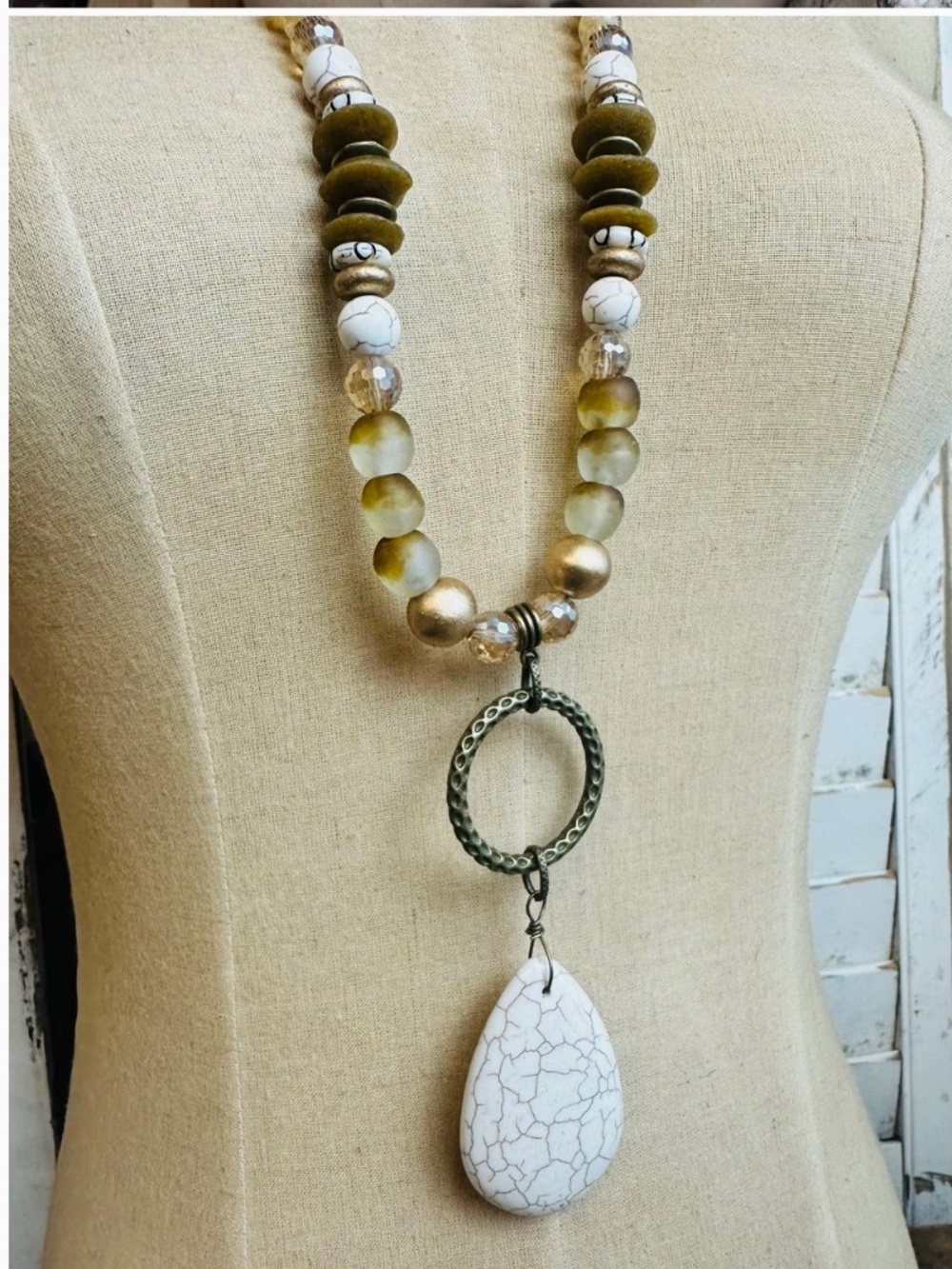 BOHO GYPSY NATURAL SPICE TEARDROP NECKLACE